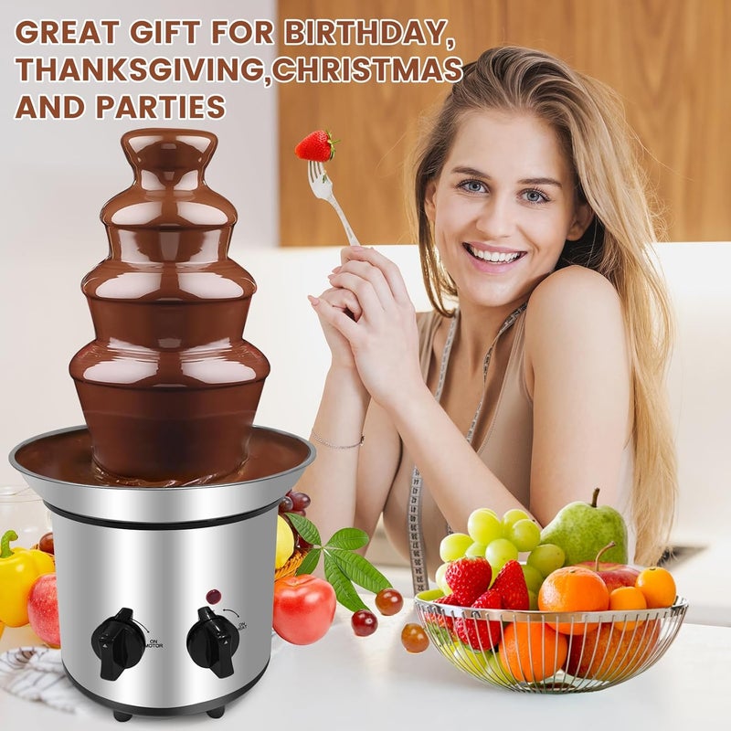ZEVELOO آلة نافورة الشوكولاتة 4 طبقات آلة كهربائية ل fondue الشوكولاتة نافورة الجبنة مثالية لجبنة الناتشو، صلصة الشوكولاتة، الزفاف، الحفلة - Image 4